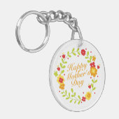 Simple Happy Moederdag Floral Wreath Sleutelhanger (Voorkant Links)