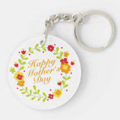 Simple Happy Moederdag Floral Wreath Sleutelhanger (Achterkant)
