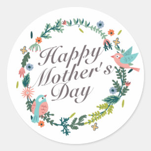 Simple Happy Moederdag Floral Wreath Sticker
