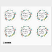 Simple Happy Moederdag Floral Wreath Sticker (Vel)