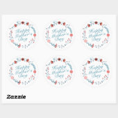 Simple Happy Moederdag Floral Wreath Sticker (Vel)
