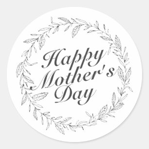 Simple Happy Moederdag Floral Wreath Sticker