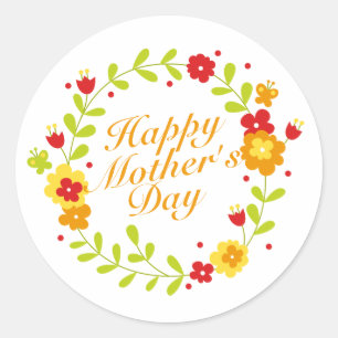Simple Happy Moederdag Floral Wreath Sticker