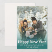 Simple Happy New Year Message Photo Holiday Kaart (Voorkant / Achterkant)