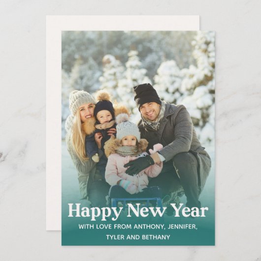 Simple Happy New Year Message Photo Holiday Kaart (Voorkant / Achterkant)