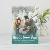 Simple Happy New Year Message Photo Holiday Kaart (Staand voorkant)