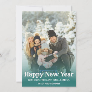 Simple Happy New Year Message Photo Holiday Kaart