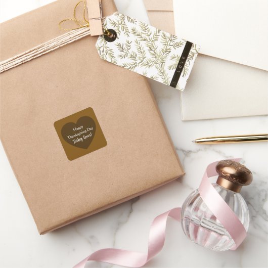 Simple Happy Thanksgiving Day Turkey Lover Brown Vierkante Sticker (Geschenken)