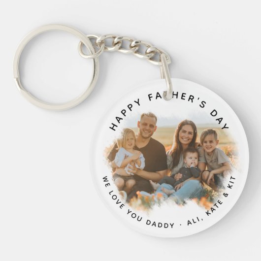 Simple Happy Vaderdag Family-foto Sleutelhanger (Voorkant)
