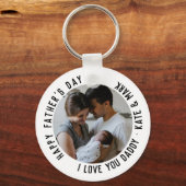 Simple Happy Vaderdag Love You Dad Foto Sleutelhanger (Voorkant)