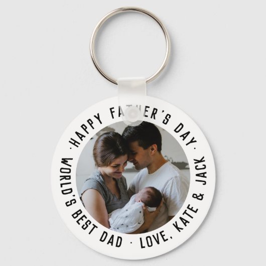 Simple Happy Vaderdag World's Best Dad Photo Sleutelhanger (Voorkant)