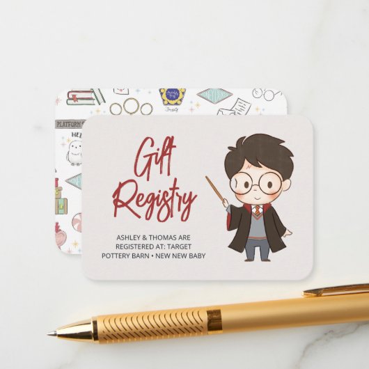 Simple Harry Potter-Baby shower Informatiekaartje (Voorkant / Achterkant in situ)