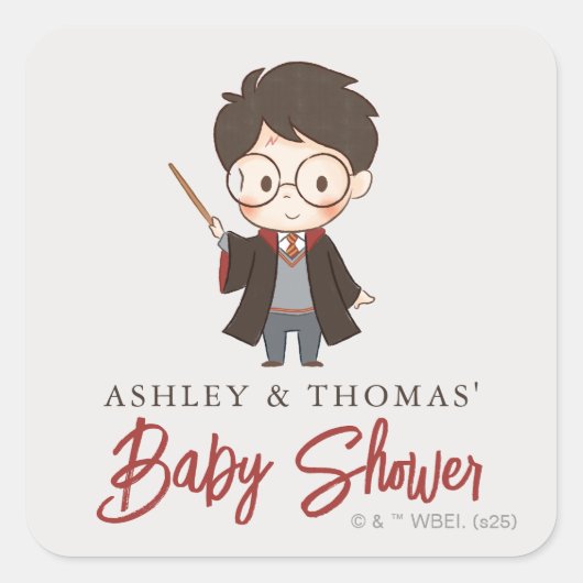 Simple Harry Potter-Baby shower Vierkante Sticker (Voorkant)