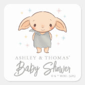 Simple Harry Potter - Dobby Baby Shower Vierkante Sticker (Voorkant)