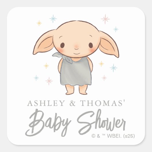 Simple Harry Potter - Dobby Baby Shower Vierkante Sticker (Voorkant)