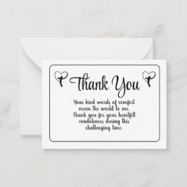 Simple Heart Cross Bedankt bericht voor uw sympath Notitiekaartje