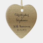Simple Heart Golden 50th Jubileum, Names Keramisch Ornament (Rechts)