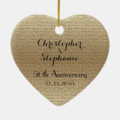 Simple Heart Golden 50th Jubileum, Names Keramisch Ornament (Achterkant)