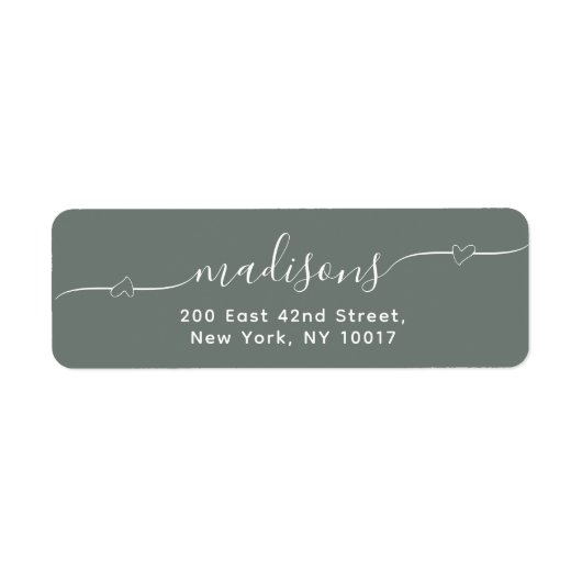 Simple Heart Handwritten Script Green Etiket (Voorkant)