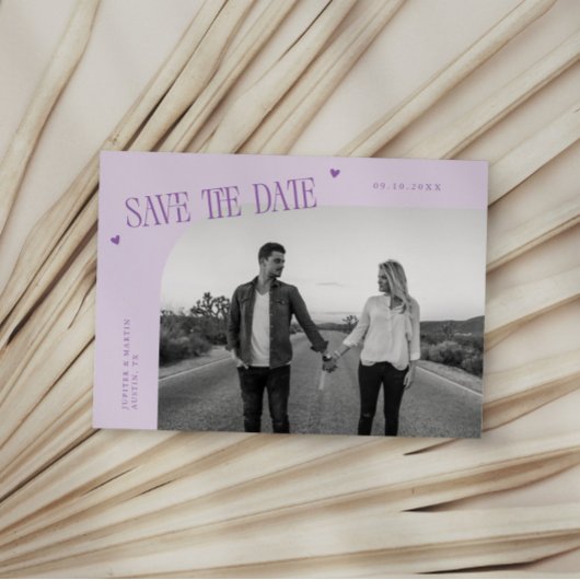 Simple Heart Lilac Curved Frame Photo Save The Date