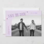 Simple Heart Lilac Curved Frame Photo Save The Date (Voorkant)