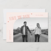 Simple Heart Peach Curved Frame Photo Save The Date (Voorkant)