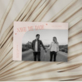 Simple Heart Peach Curved Frame Photo Save The Date