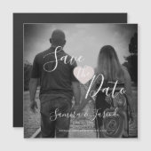 Simple Heart Roze Script Save the Date Magneet (Voorkant / Achterkant)