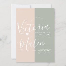Simple Heart Script Typografie Sage Roze Trouw  Kaart