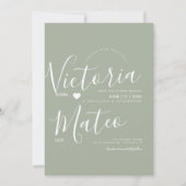 Simple Heart Script Typografie Sage Trouw  Kaart (Voorkant)