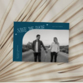 Simple Heart Teal Curved Frame Photo Save The Date