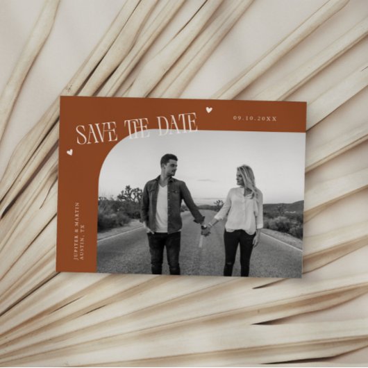 Simple Heart Terracotta Curved Frame Photo Save The Date