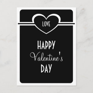 Simple Heart Valentijnsdag Briefkaart, zwart en W Feestdagenkaart