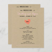 Simple Heart Wedding Menu Kaart (Voorkant / Achterkant)