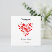 Simple Heart Wedding Thank You Card – Customizable (Staand voorkant)