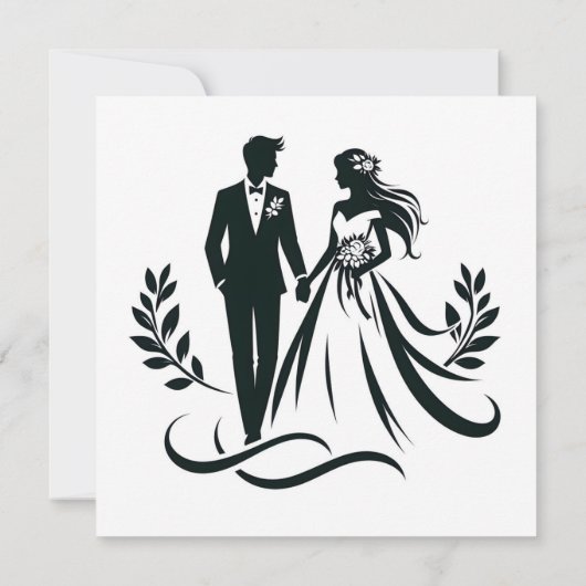 Simple Heart Wedding Thank You Card – Customizable (Achterkant)