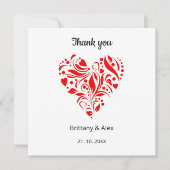 Simple Heart Wedding Thank You Card – Customizable (Voorkant)