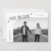 Simple Heart White Curved Frame Photo Save The Date (Voorkant)