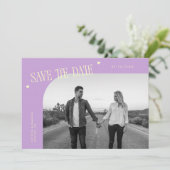 Simple Heart Wisteria Lemon Curved Frame Photo Save The Date (Staand voorkant)