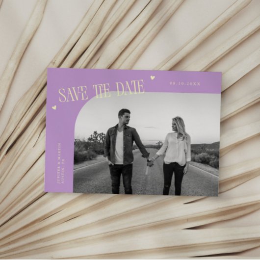 Simple Heart Wisteria Lemon Curved Frame Photo Save The Date