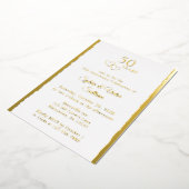 Simple Hearts 50th Wedding Anniversary Party Gold Folie Uitnodiging (Gedraaid)