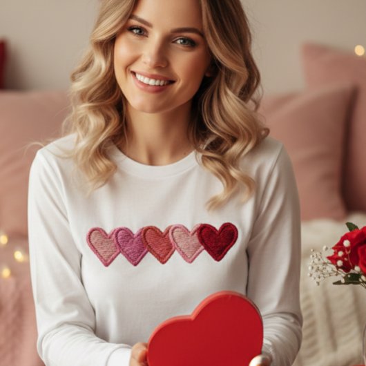 Simple Hearts Embroidery look Minimalistic  Tri-Blend Shirt