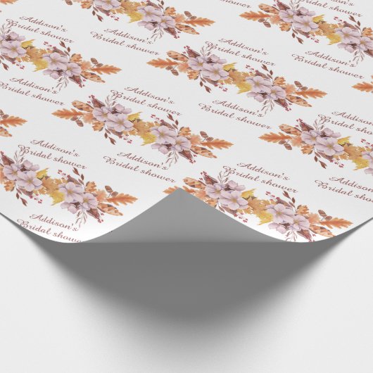 Simple Herfst Flower Vrijgezellenfeest Cadeaupapier (Hoek)