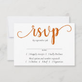 Simple Herfst Script | Burnt Oranje Entree Choice RSVP Kaartje (Voorkant)
