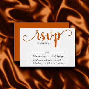 Simple Herfst Script   Burnt Oranje Entree Choice RSVP Kaartje