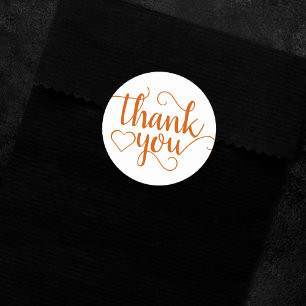 Simple Herfst Script Verbrand Sinaasappel Dank U Ronde Sticker