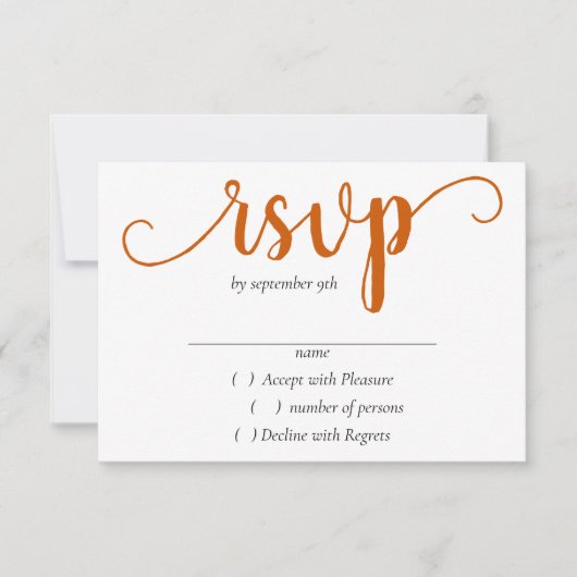 Simple Herfst Script | Verbrande Oranje pompoen bl RSVP Kaartje (Voorkant)