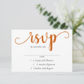 Simple Herfst Script | Verbrande Oranje pompoen bl RSVP Kaartje (Staand voorkant)