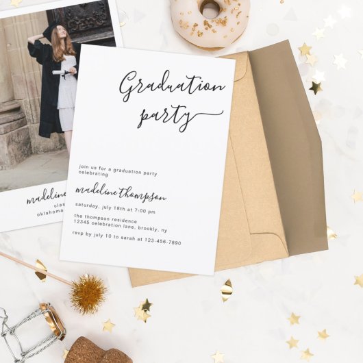 Simple High School College Photo Graduparty Kaart