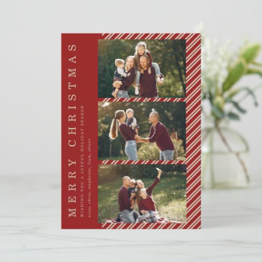 Simple Holiday Card with Photos Kaart (Staand voorkant)